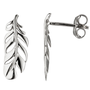 Paar Ohrstecker Feder aus echtem 925 Silber rhodiniert Ohrringe Ohrschmuck