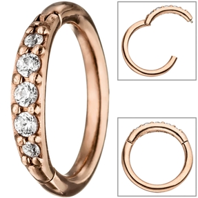 Segmentring aus Edelstahl in Rotgoldfarbe mit Swarovski-Elements Scharnier Segmentring aus Edelstahl in Rotgoldfarbe mit Swarovski-Elements Scharnier