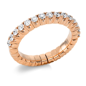 Flex-Ring aus 750 Gold Rotgold 15 Brillanten 0,69ct TW-SI B:3,3mm 4er-Krappe