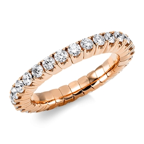 Flex-Ring aus 750 Gold Rotgold 29 Brillanten 1,33ct TW-SI B:3,3mm 4er-Krappe