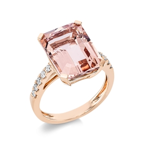 Ring aus 750 Rotgold Morganit 5,85ct pink 10 Brillanten 0,19ct TW-SI B:14,4mm