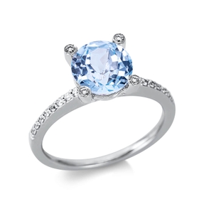 Ring aus 750 Weißgold Topas 2,2ct skyblue 36 Diamanten 0,22ct TW-SI Ø8,4mm