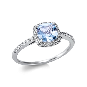 Ring aus 750 Weißgold Topas 0,9ct skyblue 34 Brillanten 0,18ct TW-SI B:8,3mm