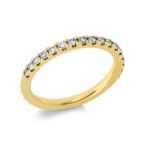Halb-Memoire Ring schmal aus 750 Gelbgold 17 Brillanten 0,39ct TW-SI B:2,3mm