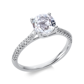 Ring aus 750 Weißgold Amethyst 1,29ct grün 44 Brillanten 0,14ct TW-SI Ø7mm