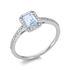 Ring aus 750 Weißgold Topas 0,64ct skyblue 36 Brillanten 0,19ct TW-SI B:8,4mm