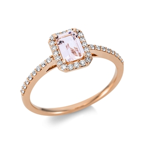 Ring aus 750 Rotgold Morganit 0,44ct pink 36 Brillanten 0,19ct TW-SI B:8,3mm