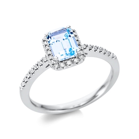 Ring aus 750 Weißgold Topas 1,24ct skyblue 34 Brillanten 0,11ct TW-SI B:8,4mm