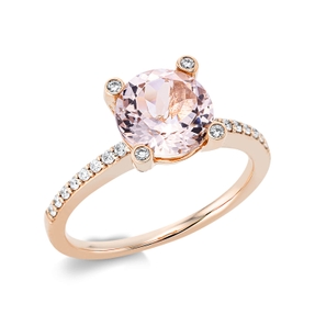 Ring aus 750 Rotgold Morganit 1,69ct pink 36 Diamanten 0,22ct TW-SI Ø8,4mm