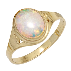 Ring Damenring mit Opal oval 333 Gold Gelbgold Opalring Goldring Fingerring