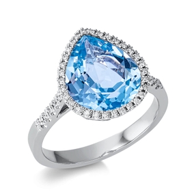 Ring Tropfen 750 Weißgold Topas 5,3ct skyblue 43 Brillanten 0,17ct TW-SI B:14,1mm
