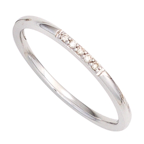Schmaler Ring Damenring mit 5 Diamanten Brillanten 585 Gold Weißgold Fingerring