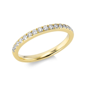 Halb-Memoire Ring schmal aus 750 Gelbgold 17 Brillanten 0,3ct si-si B:2,4mm