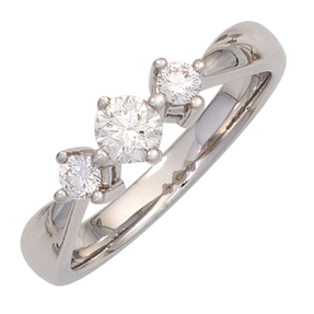 Ring Damenring 3 Diamanten Brillanten 0,50 Ct. 585 Gold Weißgold Dreistein-Ring