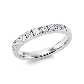Halb-Memoire Ring aus 750 Gold Weißgold 9 Brillanten 0,5ct TW-SI B:3,2mm