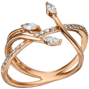 Ring Damenring mit 22 Diamanten Brillanten 585 Gold Rotgold Brillantring