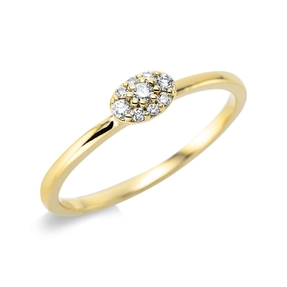 Ring aus 750 Gold Gelbgold 9 Brillanten 0,09ct TW-SI B:3,9mm