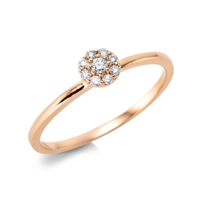 Ring Blume aus 750 Gold Rotgold 9 Brillanten 0,09ct TW-SI Ø4,7mm