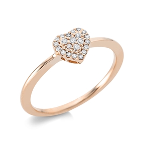 Ring Herz aus 750 Gold Rotgold 22 Brillanten 0,1ct TW-SI B:6,1mm