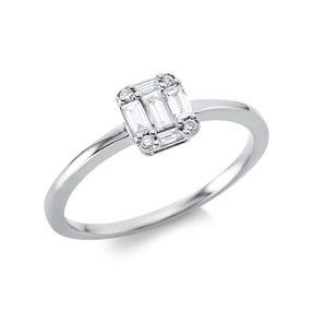 Ring 750 White Gold 9 Diamonds 0.25ct TW-SI W:6.1mm