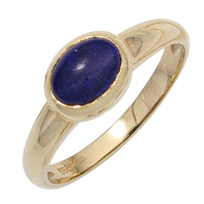 Ring Damenring mit Lapislazuli oval blau dunkelblau 585 Gold Gelbgold Goldring