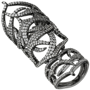Gelenkring Gliederring Ring Damenring mit Zirkonia 925 Silber geschwärzt