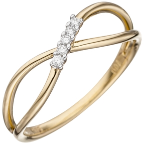Ring Damenring 5 Diamanten Brillanten 585 Gold Gelbgold Unendlichkeit Zeichen