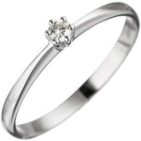 Solitär Ring Diamant Brillant der Mitte 585 Gold Weißgold