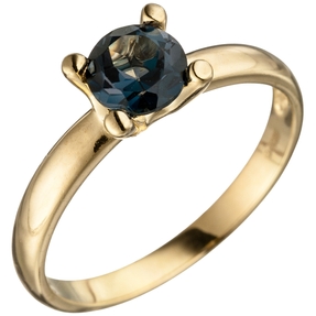 Ring Damenring mit Blautopas blau London Blue 585 Gold Gelbgold Topasring