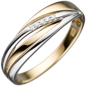 Ring Damenring mit 5 Diamanten Brillanten 585 Gold Gelbgold & Weißgold bicolor Ring Damenring mit 5 Diamanten Brillanten 585 Gold Gelbgold & Weißgold bicolor