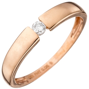 Solitär Ring Spannring mit Diamant 0.08Ct Brillant 585 Gold Rotgold Diamantring Solitär Ring Spannring mit Diamant 0.08Ct Brillant 585 Gold Rotgold Diamantring