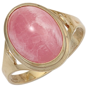 Ring Damenring mit echtem Rhodochrosit rosa oval 585 Gold Gelbgold Goldring Ring Damenring mit echtem Rhodochrosit rosa oval 585 Gold Gelbgold Goldring