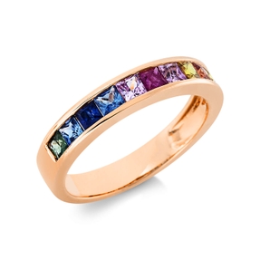 Ring aus 750 Gold Rotgold 11 Saphire 1,32ct mehrfarbig B:4mm