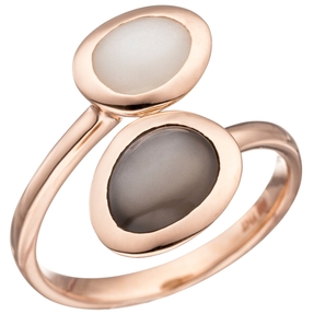 Ring Damenring zwei Mondsteine & 585 Gold Rotgold Goldring Edelsteinring