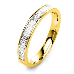 Ring aus 750 Gelbgold 22 Diamanten Baguette-Schliff 0,74ct TW-SI B:3,2mm