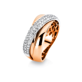 Ring aus 750 Gold weiß/rot 76 Brillanten 0,5ct W-SI B:9,1mm