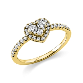 Ring Herz aus 750 Gold Gelbgold 36 Brillanten 0,4ct TW-SI B:7,4mm