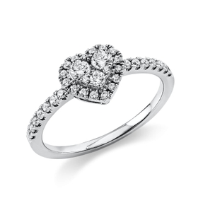 Ring Herz aus 585 Gold Weißgold 36 Diamanten 0,42ct TW-SI B:7,4mm