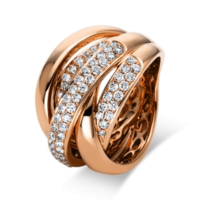 Pavé Ring breit aus 750 Gold Rotgold 102 Brillanten 1,56ct TW-SI B:15,4mm