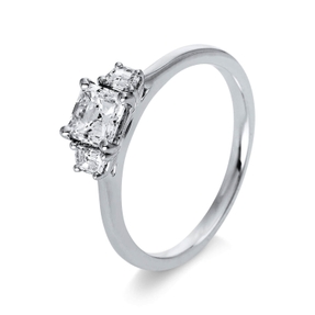 Ring aus 750 Gold Weißgold 3 Diamanten 0,79ct TW-VSI B:5,1mm 4er-Krappe