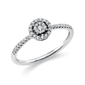 Ring aus 585 Gold Weißgold 40 Diamanten 0,2ct TW-SI Ø6,5mm