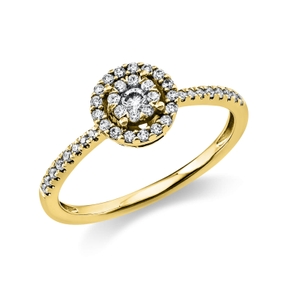 Ring aus 750 Gold Gelbgold 42 Brillanten 0,27ct TW-SI Ø7mm