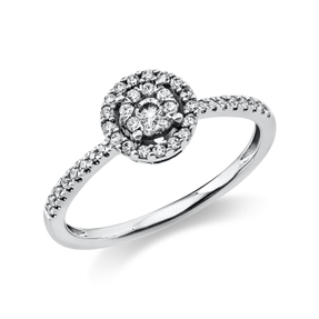 Ring aus 585 Gold Weißgold 42 Brillanten 0,28ct TW-SI Ø7mm