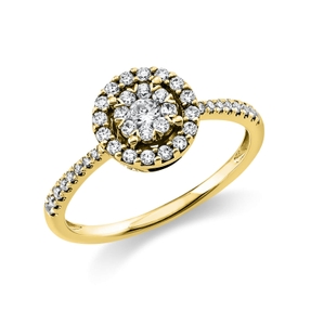 Ring aus 585 Gold Gelbgold 41 Diamanten 0,4ct TW-SI Ø8mm