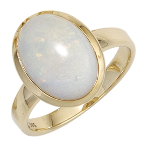 Ring Damenring mit Opal oval 585 Gold Gelbgold Goldring Opalring schlicht