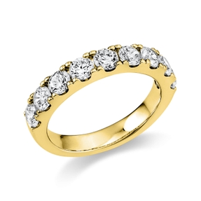 Halb-Memoire Ring aus 750 Gold Gelbgold 9 Brillanten 1,51ct TW-SI B:3,6mm