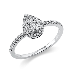 Ring Tropfen aus 750 Gold Weißgold 47 Diamanten 0,3ct TW-SI B:9,3mm