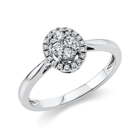 Ring Oval aus 585 Gold Weißgold 28 Diamanten 0,25ct TW-SI B:8,5mm