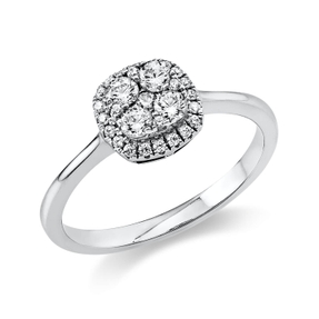 Ring aus 750 Gold Weißgold 29 Diamanten 0,34ct TW-SI B:10,2mm