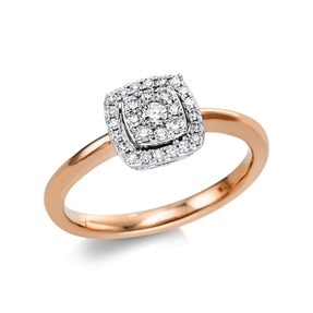 Ring aus 750 Gold weiß/rot 29 Brillanten 0,25ct TW-SI B:8,1mm